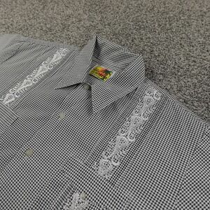 Haband Shirt Mens 2XL Black Guayabera Embroidered Short Sleeve Button Up Cuban